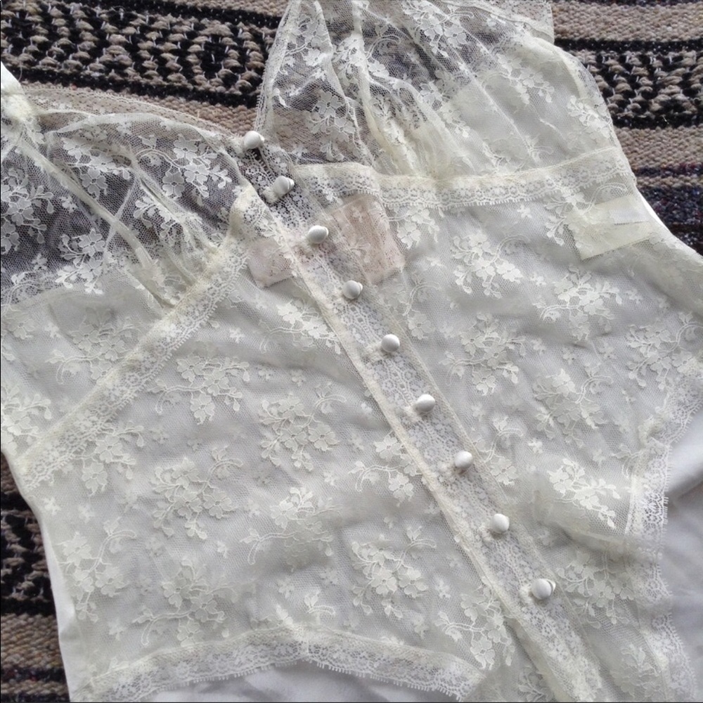 Vintage Lace and Satin Teddy, Sexy Onesie Bodysuit